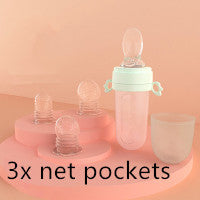 Baby Feeding Spoon with Silicone Bottle – Fruit & Rice Cereal Squeezer