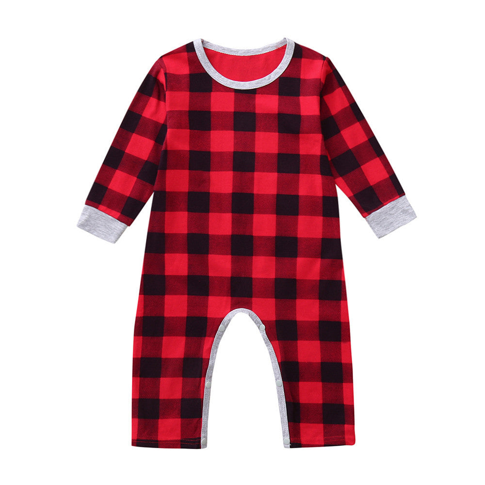 "Baby Christmas Plaid Romper – Santa Winter Outfit"