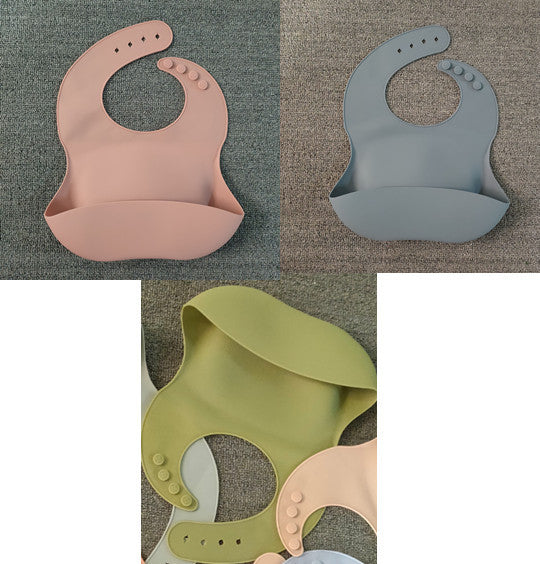 Soft Waterproof Silicone Baby Bib with Food Catcher – Adjustable Baby Feeding Bib