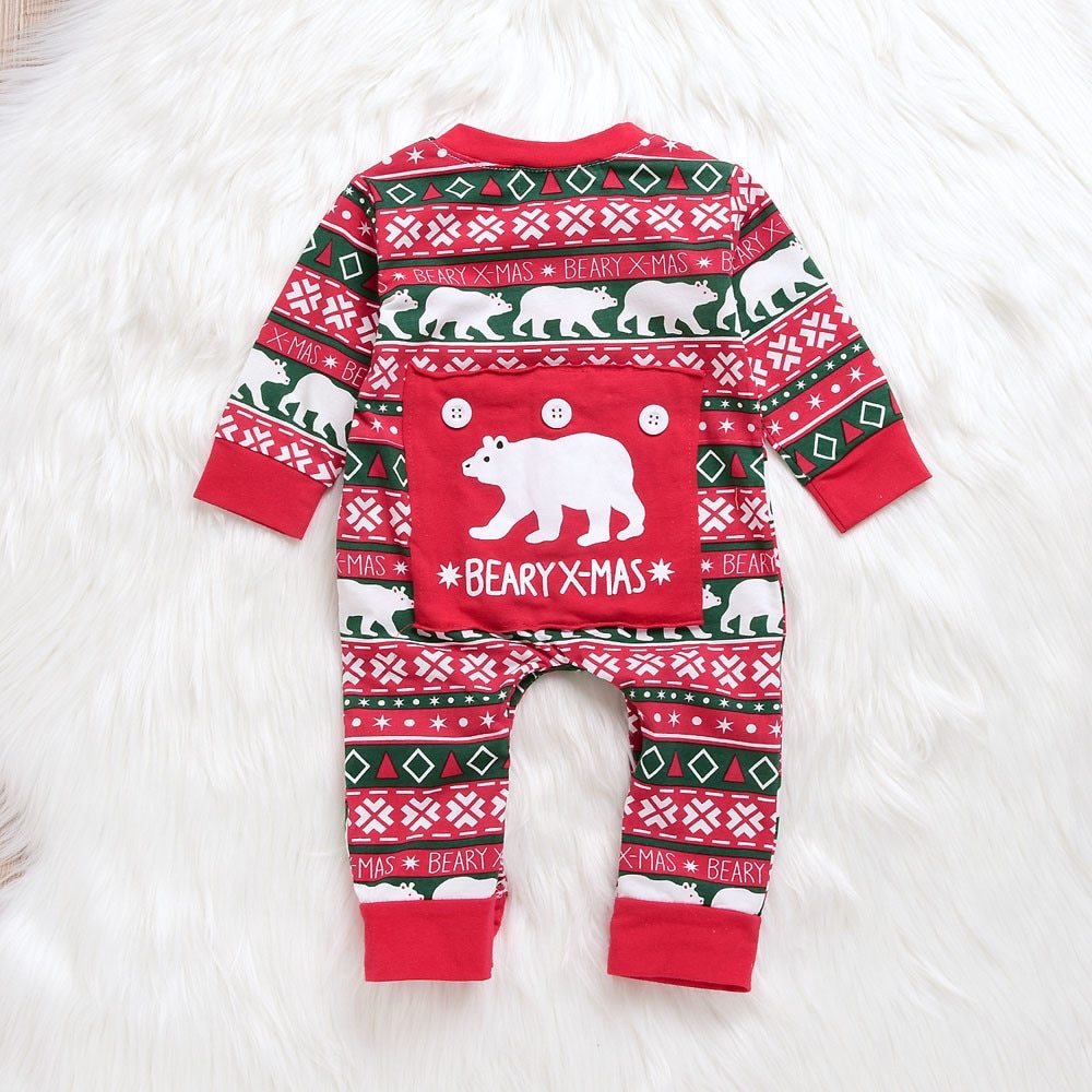 "Baby Christmas Plaid Romper – Santa Winter Outfit"