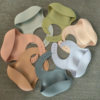 Soft Waterproof Silicone Baby Bib with Food Catcher – Adjustable Baby Feeding Bib