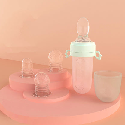 Baby Feeding Spoon with Silicone Bottle – Fruit & Rice Cereal Squeezer