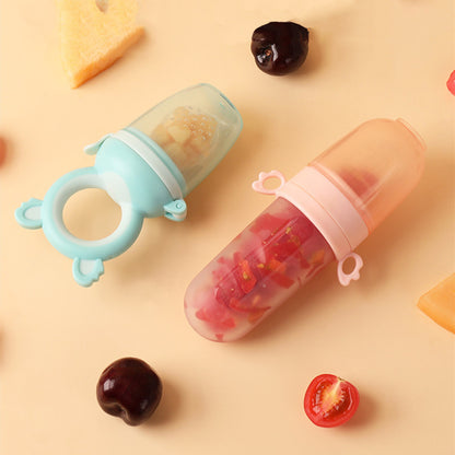 Baby Feeding Spoon with Silicone Bottle – Fruit & Rice Cereal Squeezer