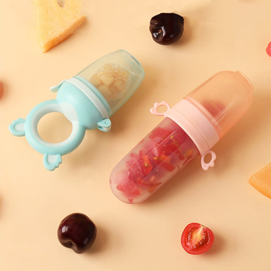 Baby Feeding Spoon with Silicone Bottle – Fruit & Rice Cereal Squeezer