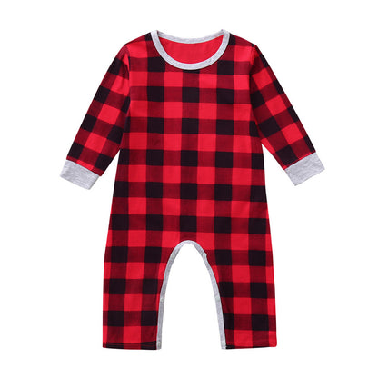 "Baby Christmas Plaid Romper – Santa Winter Outfit"