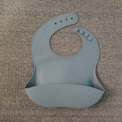 Soft Waterproof Silicone Baby Bib with Food Catcher – Adjustable Baby Feeding Bib