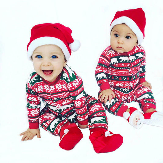 "Baby Christmas Plaid Romper – Santa Winter Outfit"